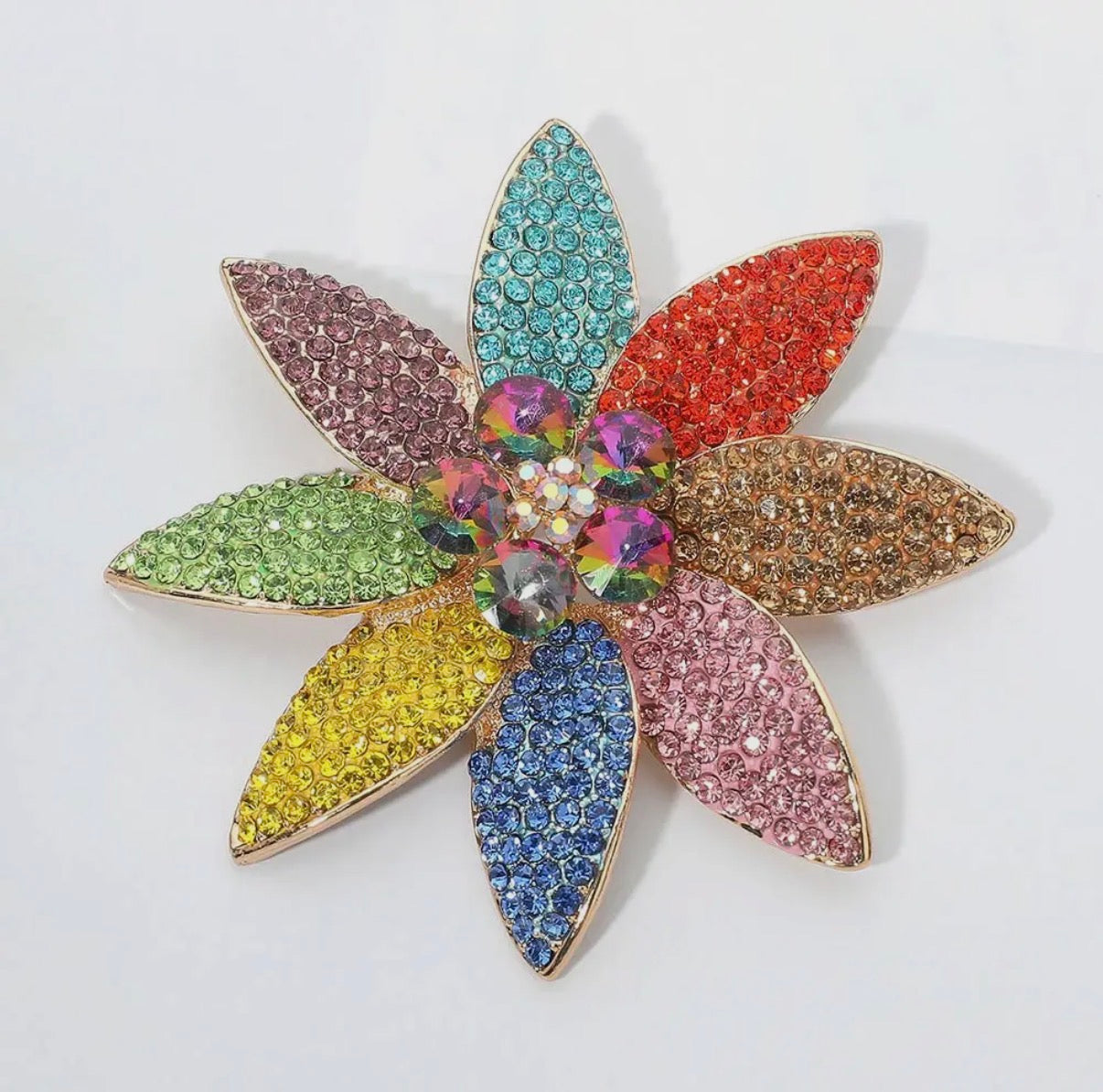Crystal Bloom Blazer Pin Brooch