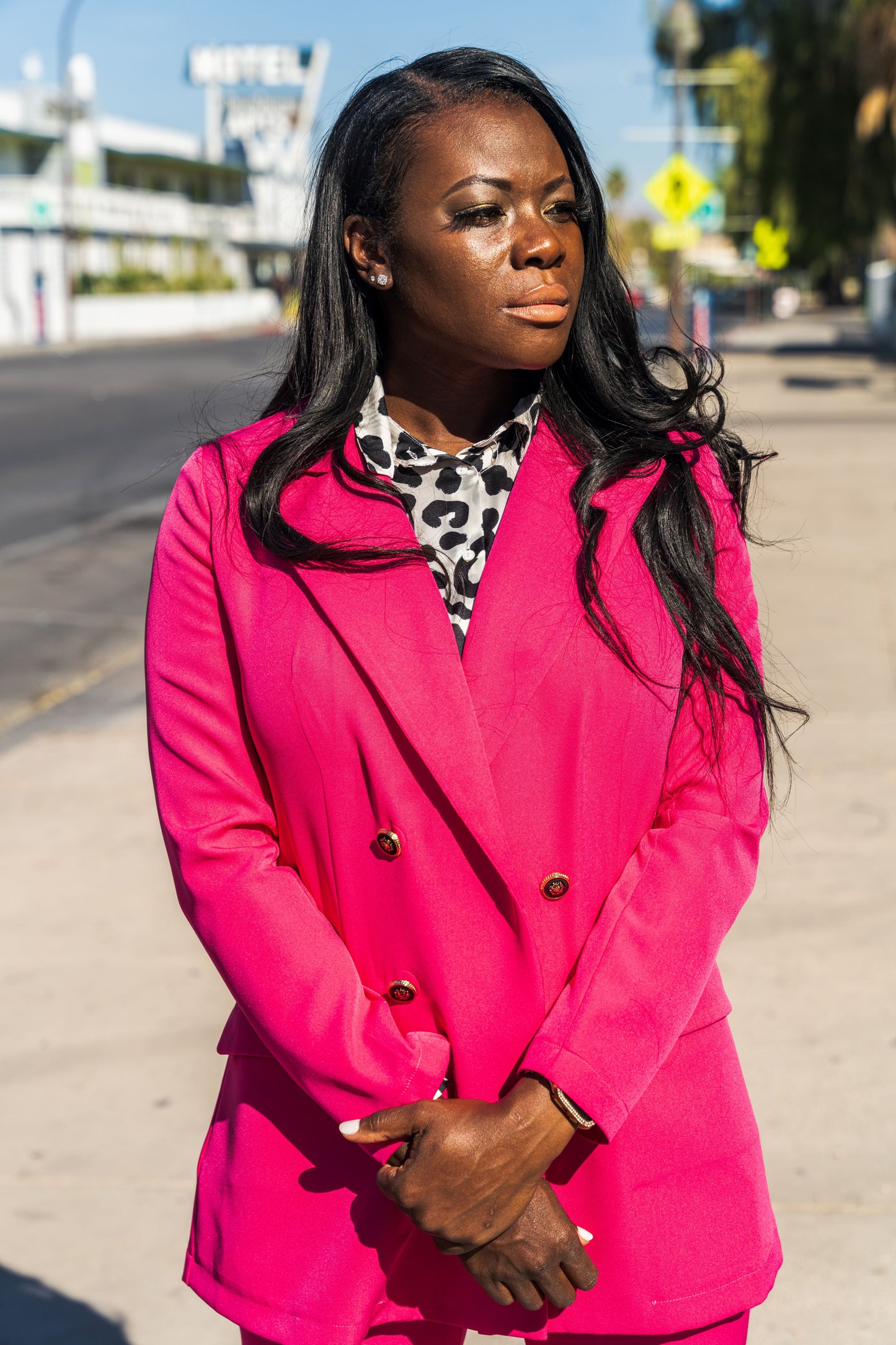 Lapel Collar Long Sleeve Blazer and Pants Set