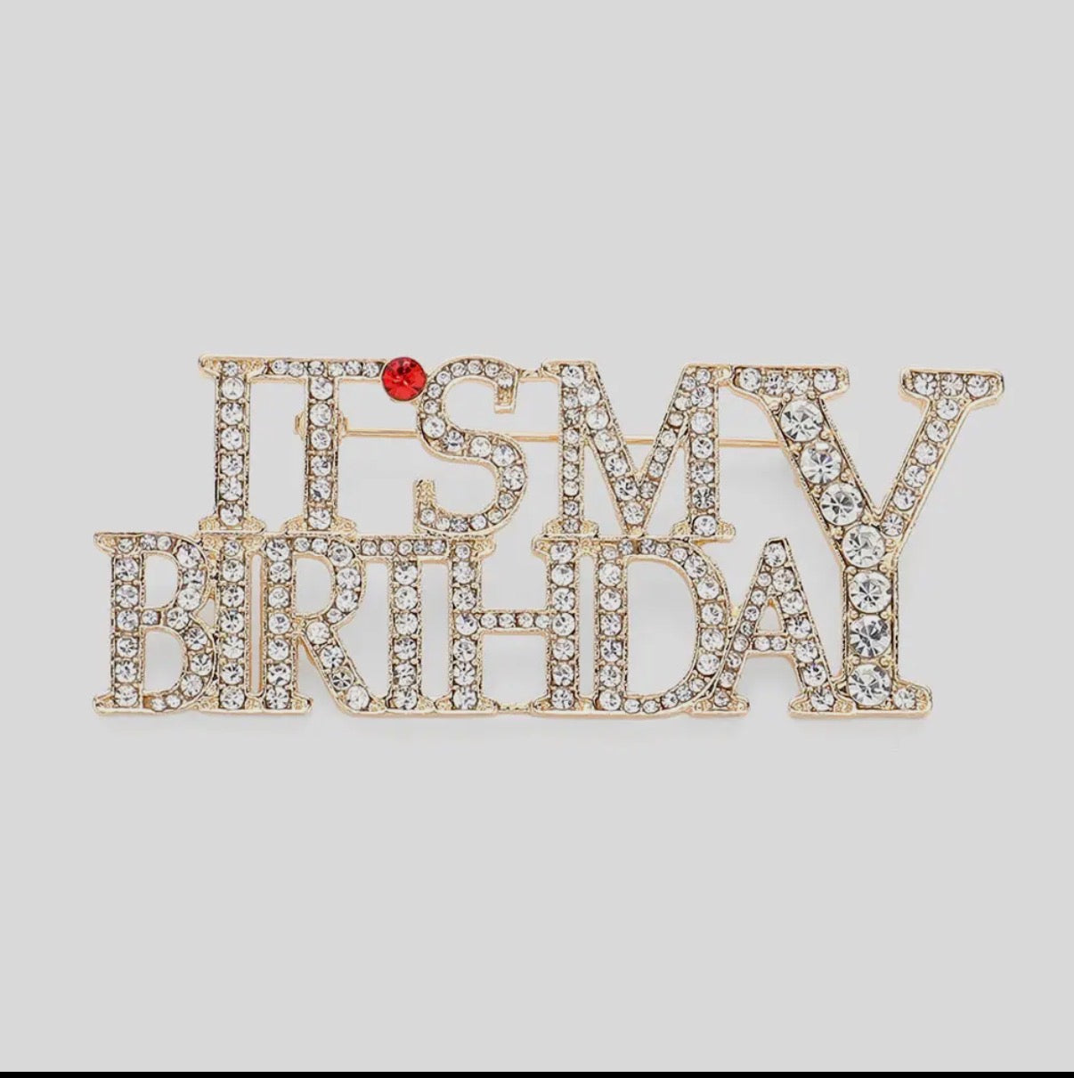 It’s My Birthday Crystal Blazer Pin Brooch