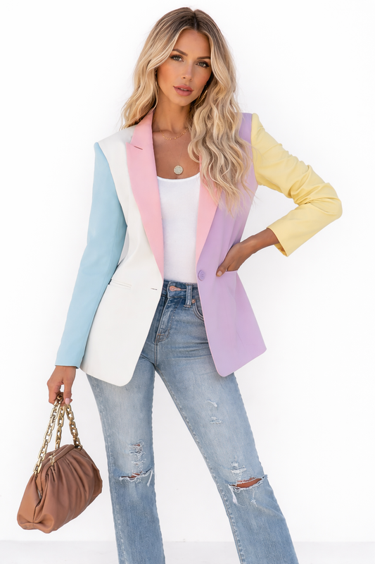Pastel Color Bloc Blazer
