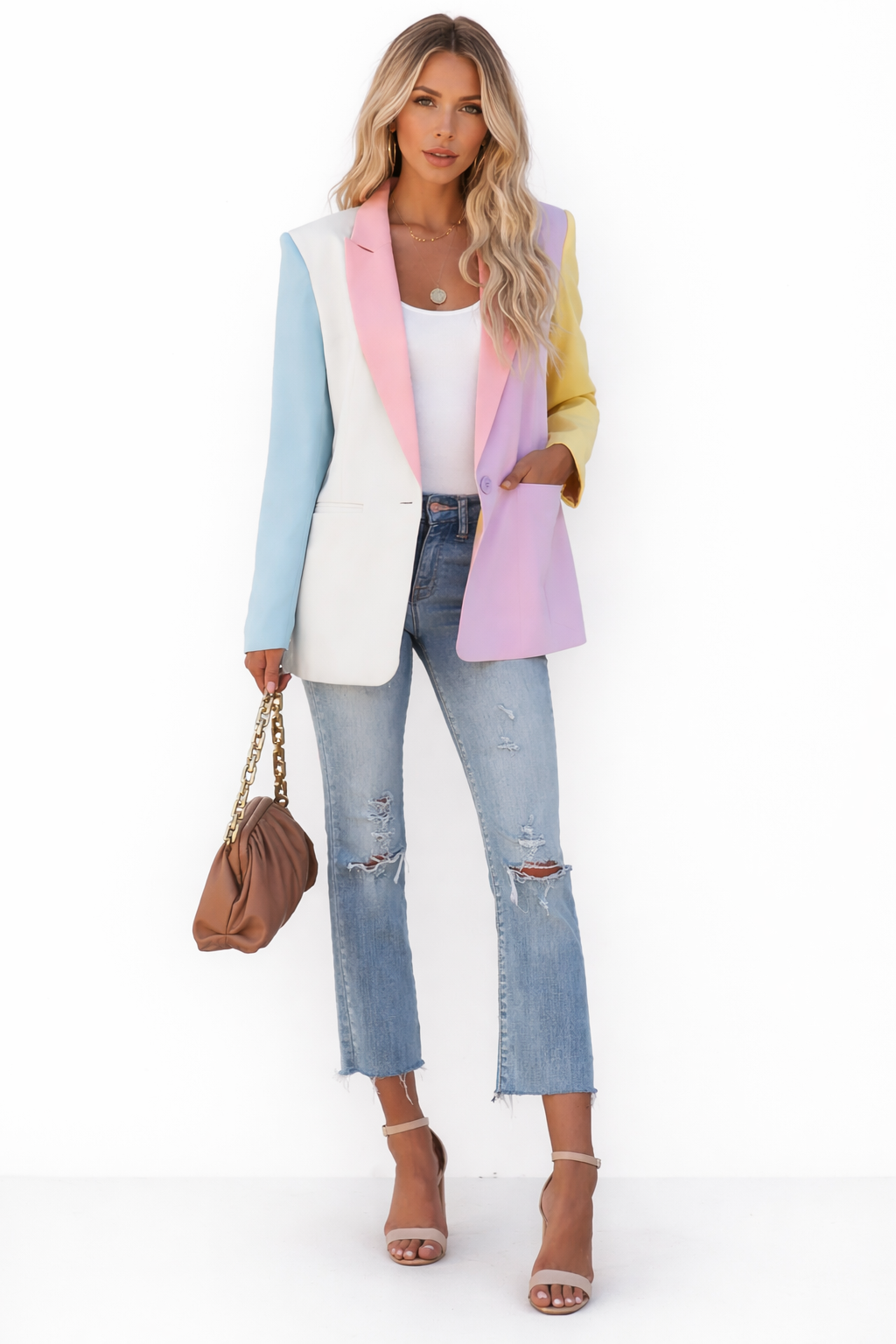 Pastel Color Bloc Blazer