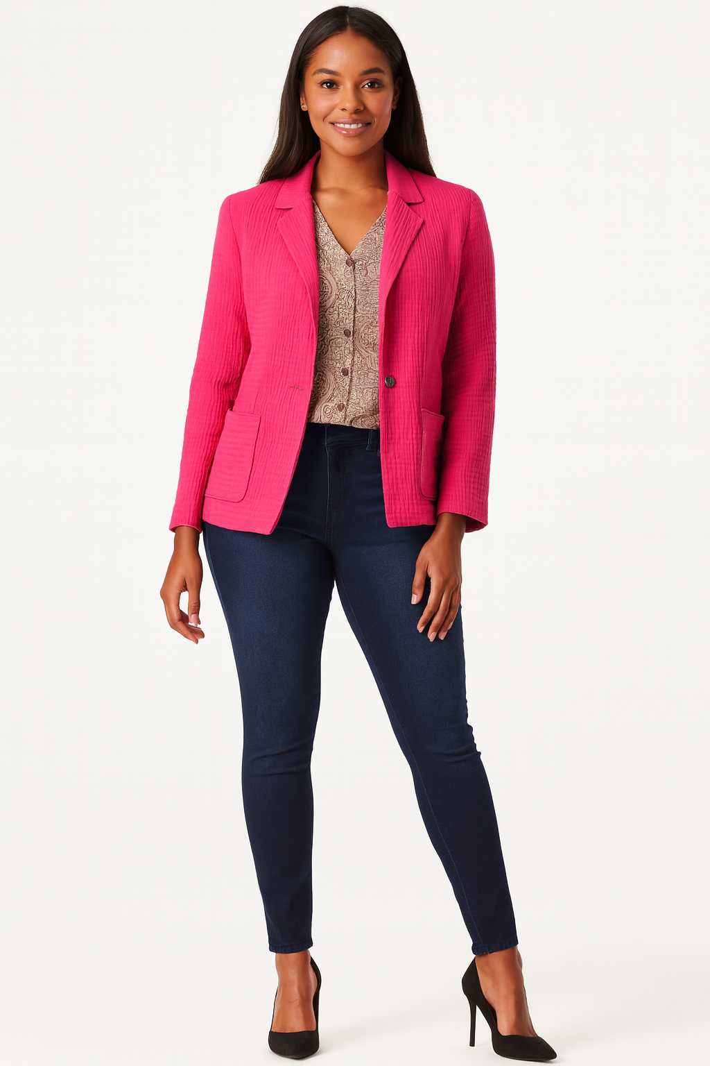 The Textured Pink Blazer