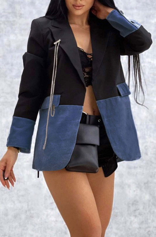 Colour Block Contrast Blazer Jacket