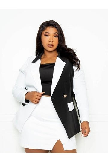 Contrast Fitted Blazer
