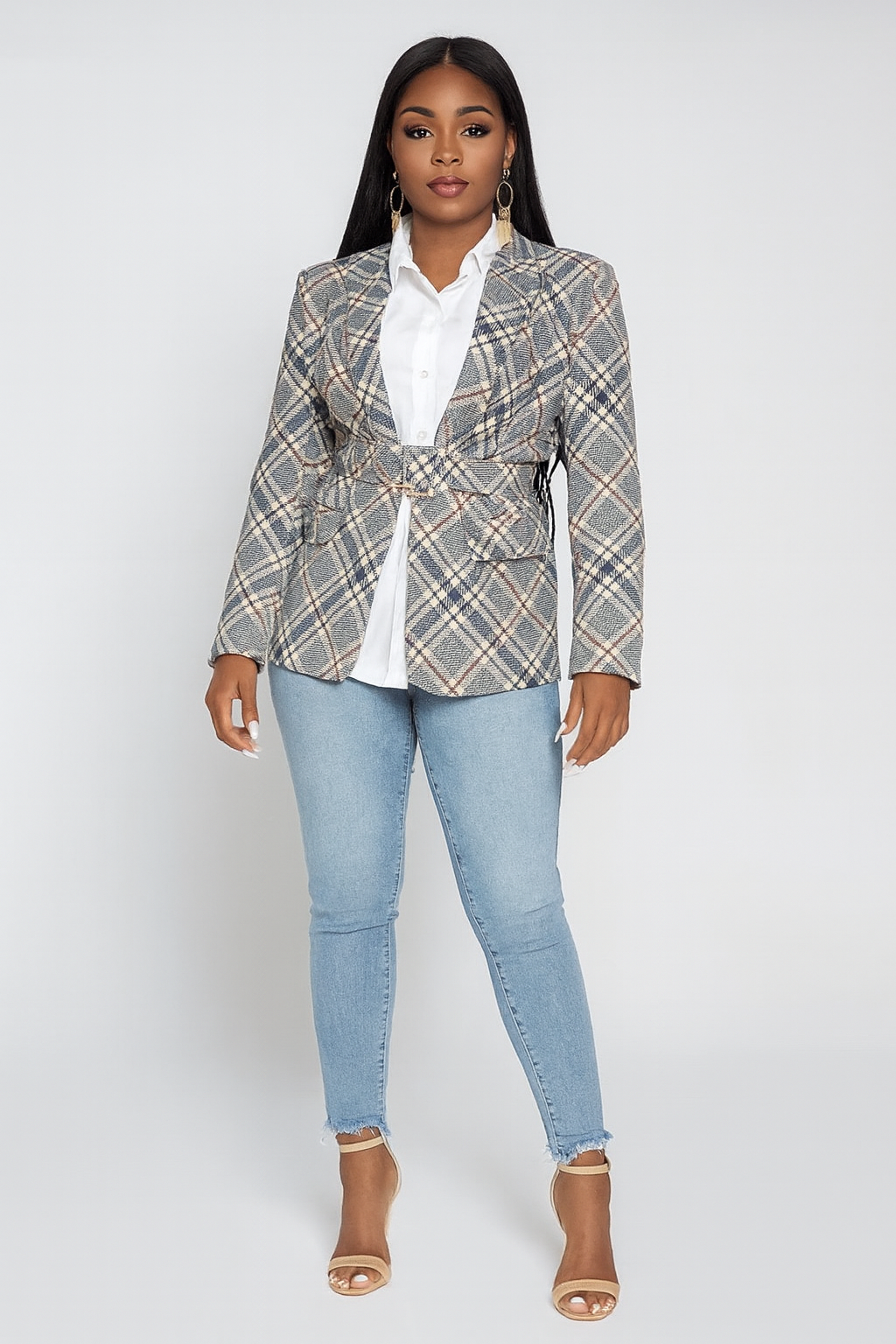 Luxe Lattice Belted Blazer
