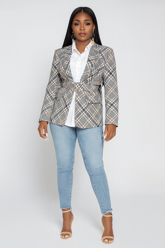 Luxe Lattice Belted Blazer