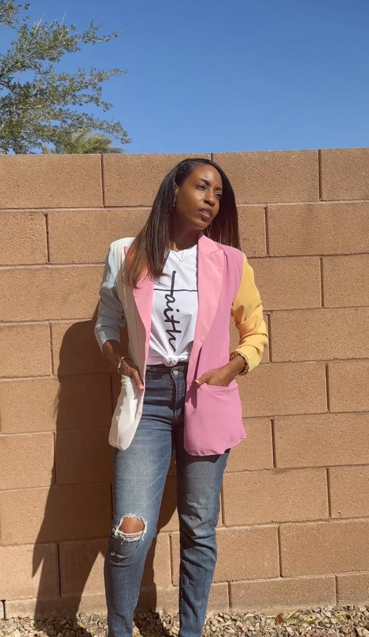 Pastel Color Bloc Blazer