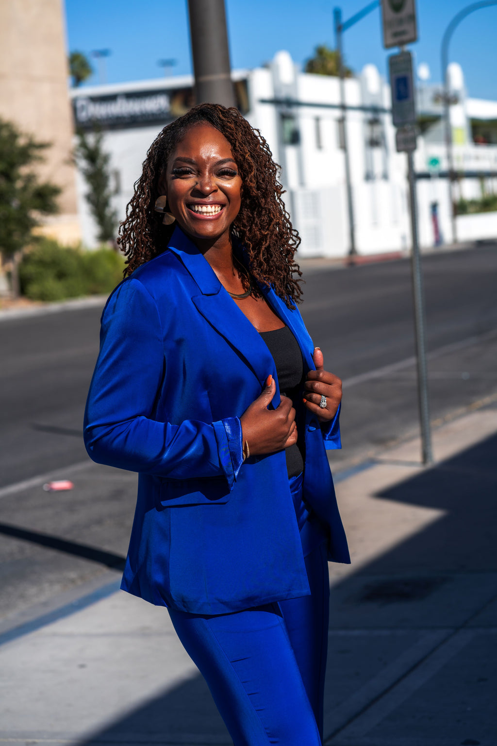 Tailored Satin Blazer and Pants Set