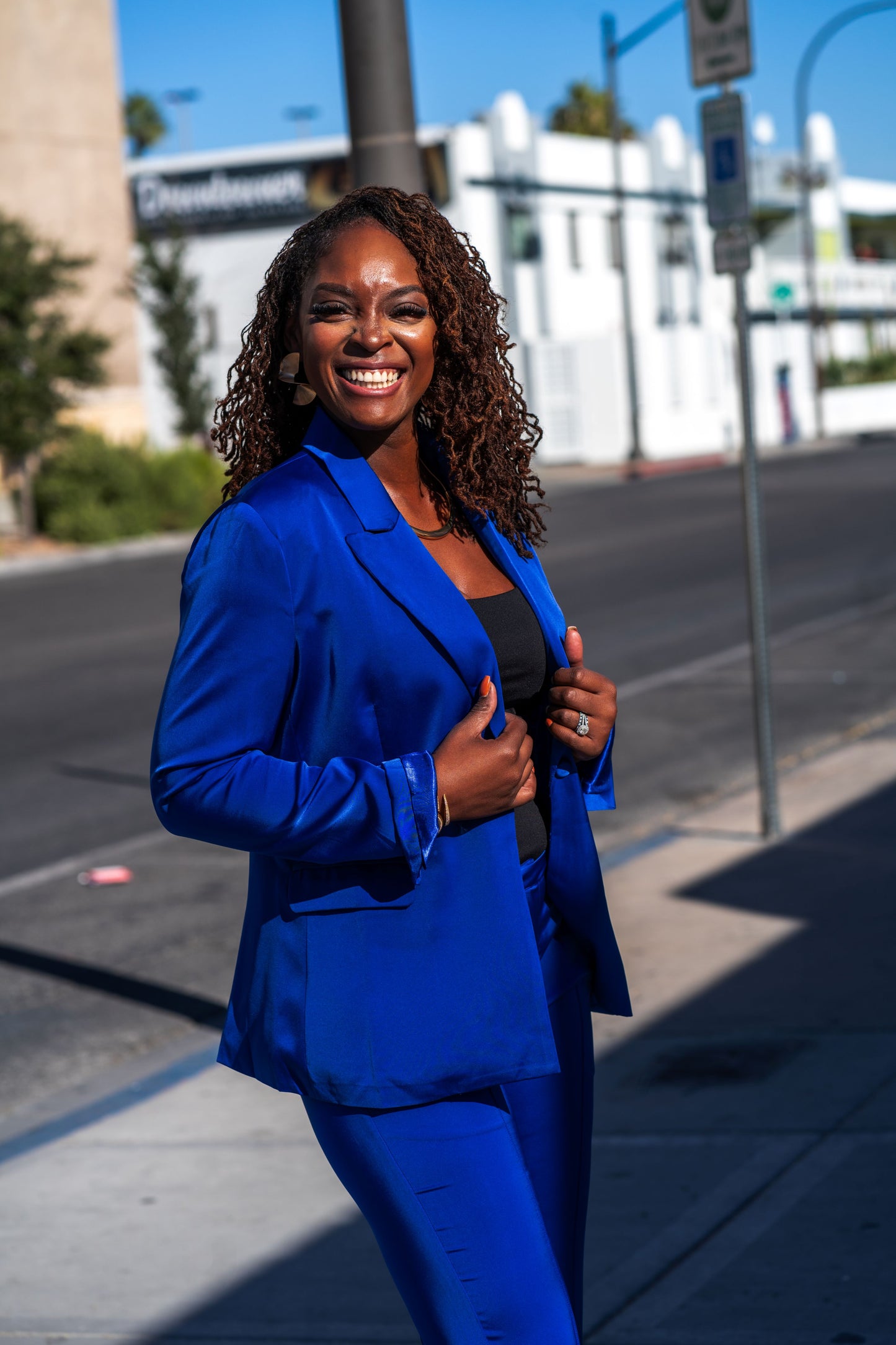 Tailored Satin Blazer and Pants Set