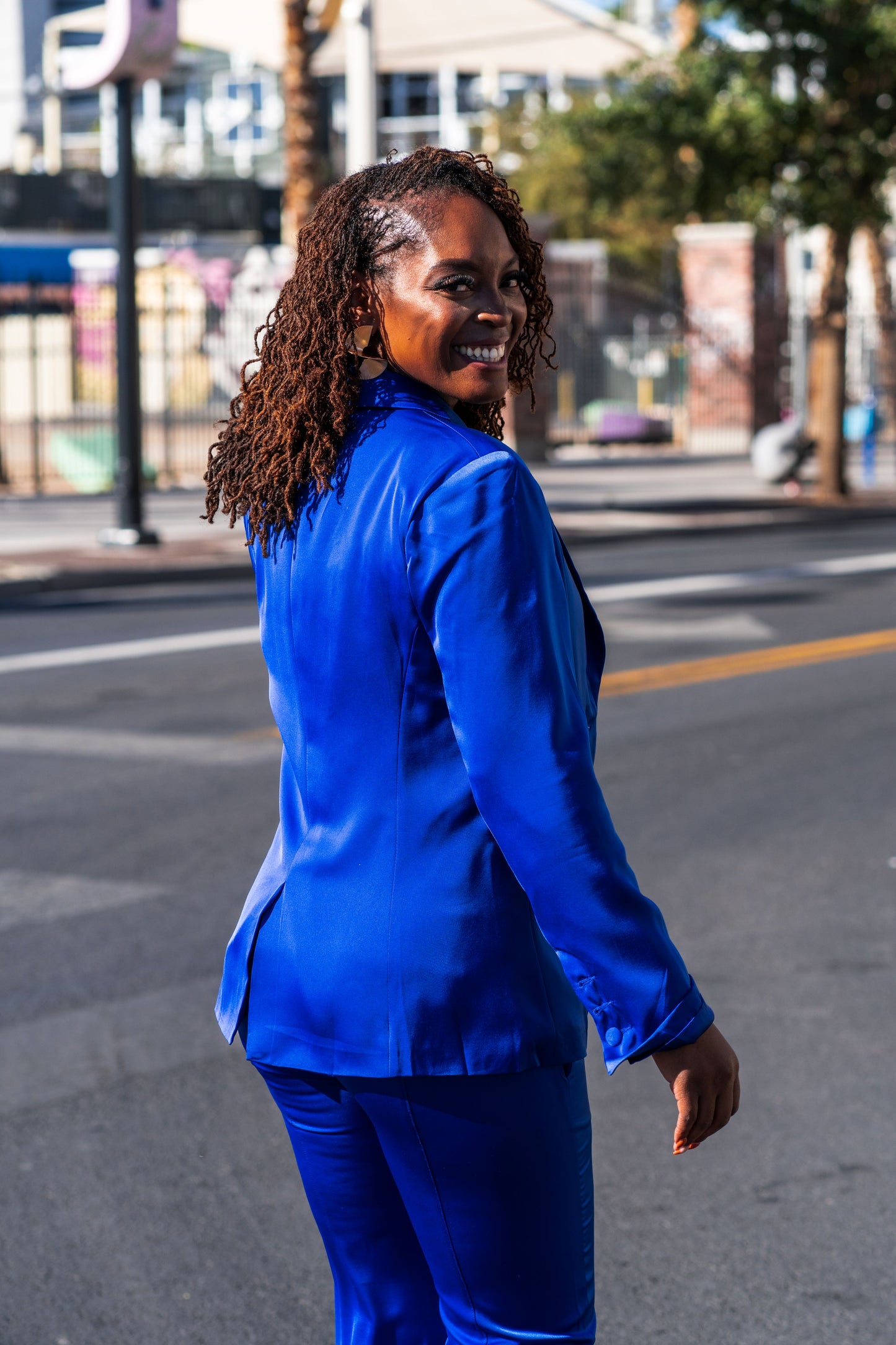 Tailored Satin Blazer and Pants Set