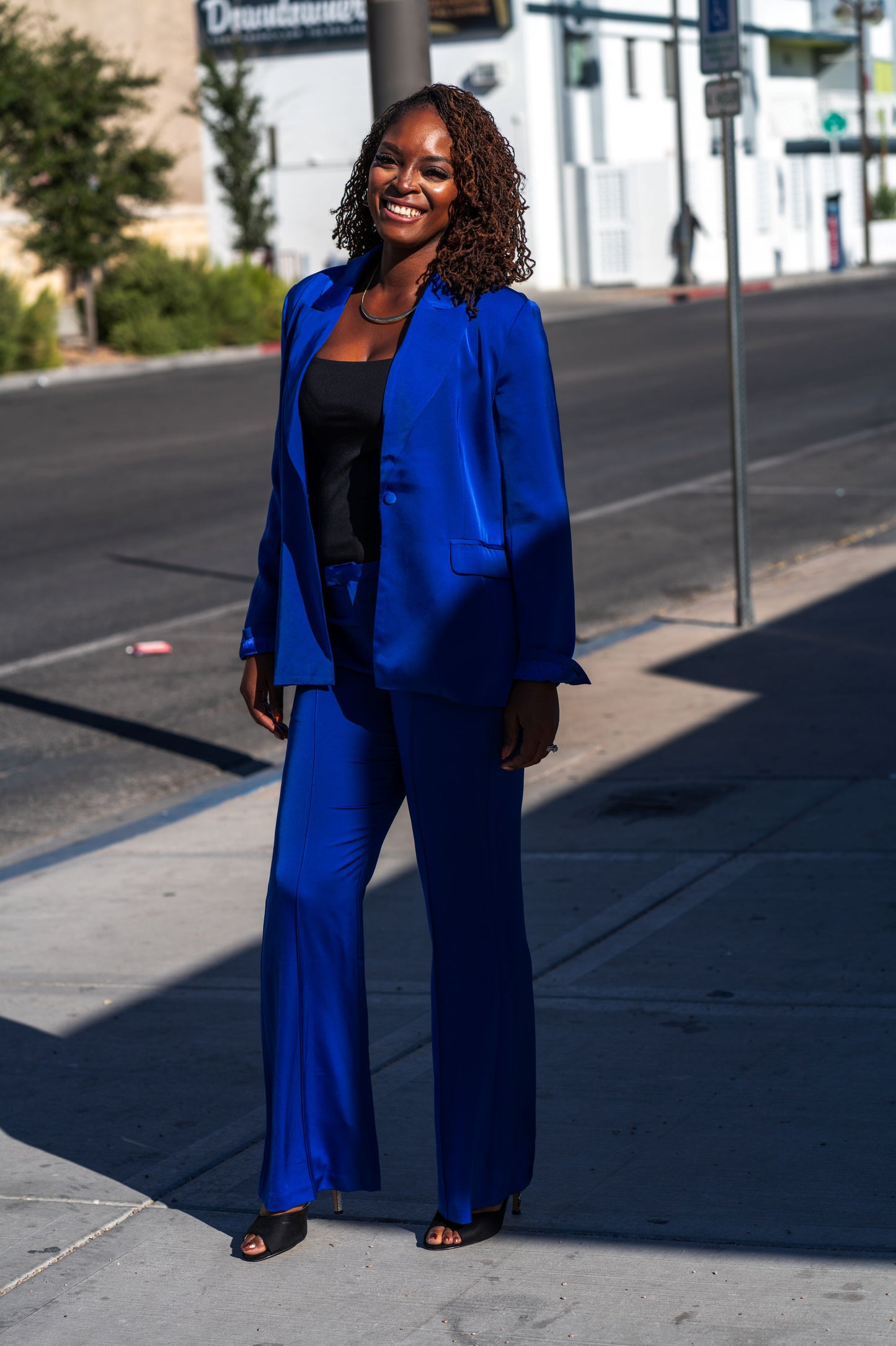 Tailored Satin Blazer and Pants Set