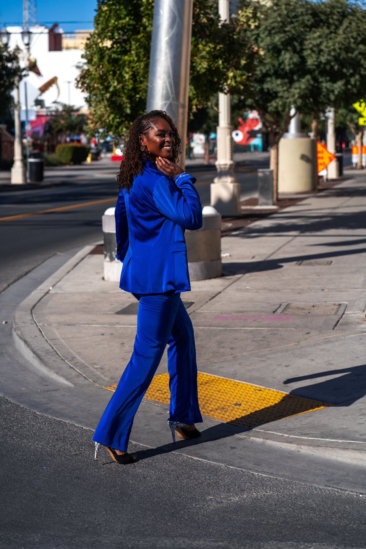 Tailored Satin Blazer and Pants Set