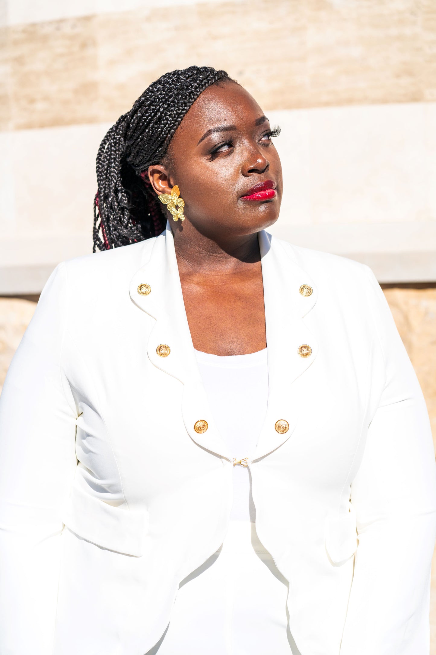 OFF WHITE BLAZER SUIT SET