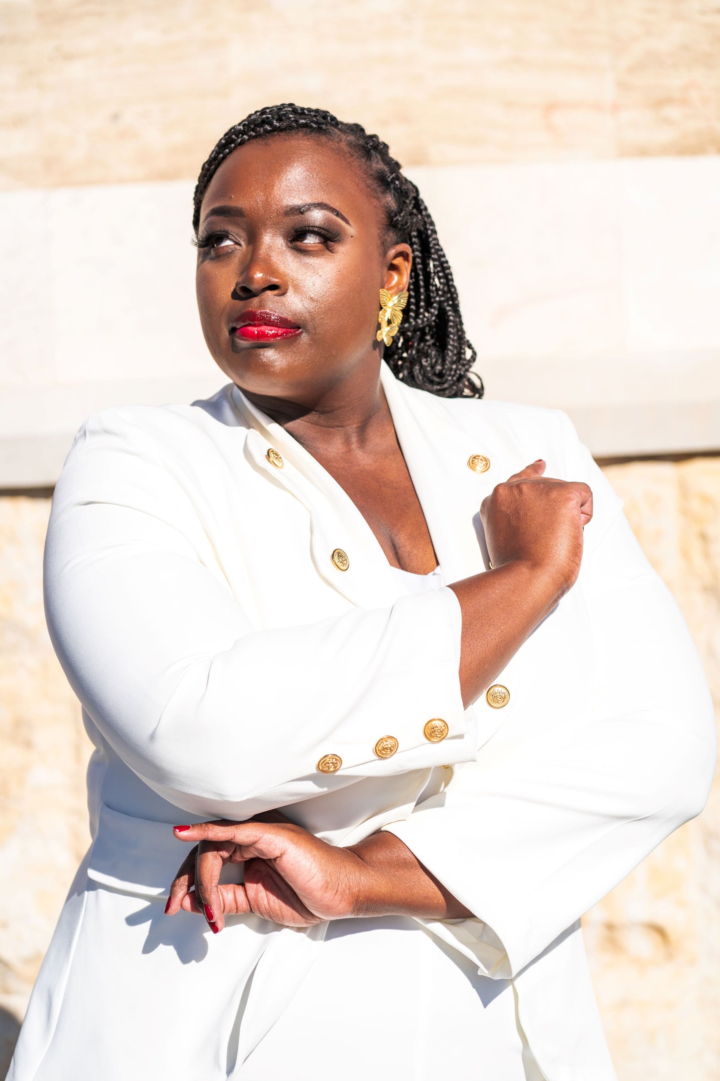 OFF WHITE BLAZER SUIT SET