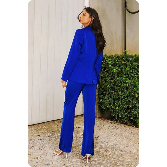 Tailored Satin Blazer and Pants Set
